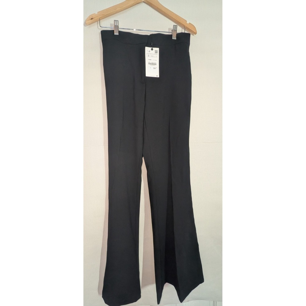 NWT Zara Black Wide Leg Trousers Women's Size Small Career Work Pants High Waist